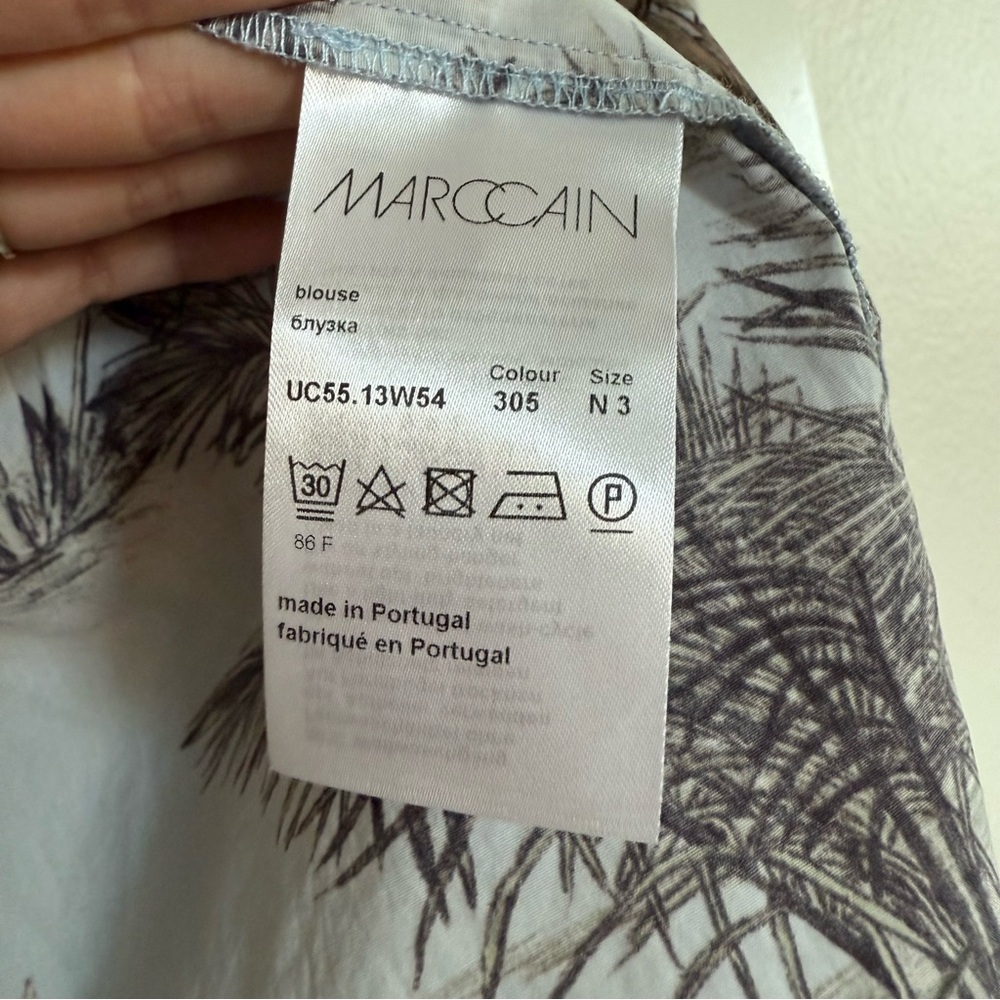 Marc Cain made in Europe tropical vacation botanical palm tree blouse cotton - Picture 9 of 15